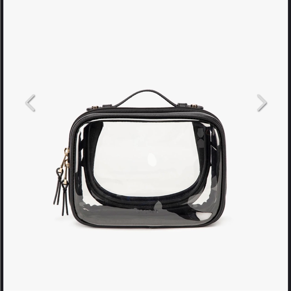 Calpak Small Clear Cosmetics Case in Black, NWT